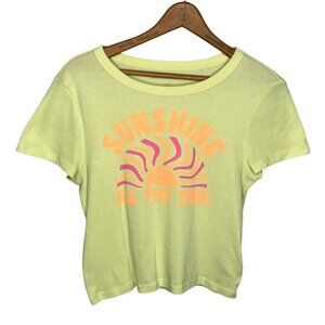 American Eagle Large L Bright Yellow Sunshine All The‎ Time Baby Tee T-Shirt
